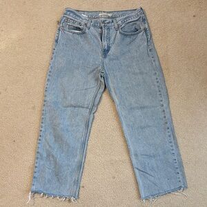 Light Blue Frayed Hem Levi Jeans